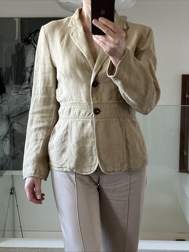 Marella Sport Women's Casual Linen / Flax Jacket Blazer Camel Beige Size 10 - Picture 8 of 13