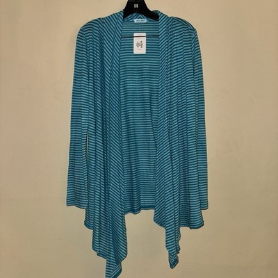 Allen Allen Blue Striped Open Cardigan One Size NWT!