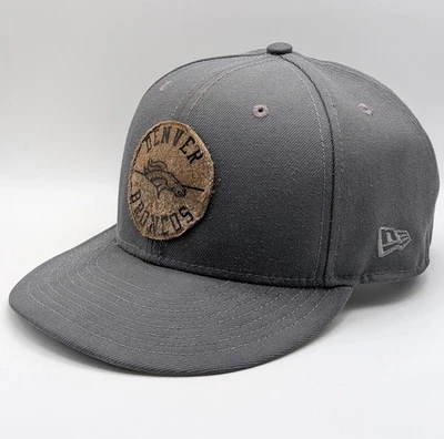 Denver Broncos New Era 9Fifty Snapback Hat Gray Brown Leather Patch Football NFL - Image 1 of 4