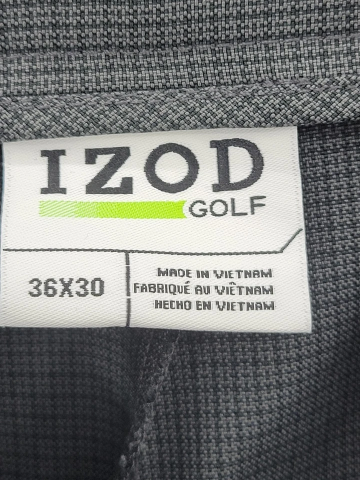 Izod 高尔夫裤男式 36x30 黑色灰色格子平底直筒性能 — 第 3/4 张图片