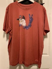EXCELLENT CONDITION-LIfe Is Good Patriotic Shirt Size XL Burgundy -($30)