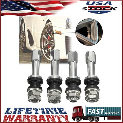 #ad 4Pcs TR48 Bolt On Tire Valve Stem Chrome Metal High Pressure Flush W Stem NEW $6.99