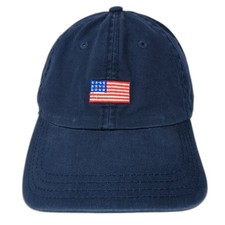 American Flag Slideback Baseball Cap Blue One Size Adjustable Embroidered Cotton