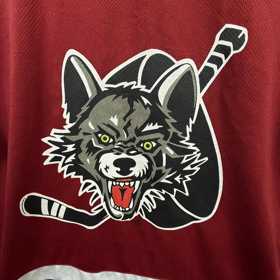 Chicago Wolves Hockey Jersey Large Youth Kids AHL Maroon Done Deal Promotions - Image 3 of 4