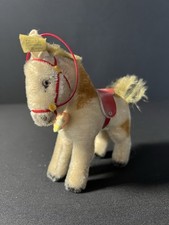 Original Steiff Pferd Pony mit Schild, Knopf & Fahne Top Zustand