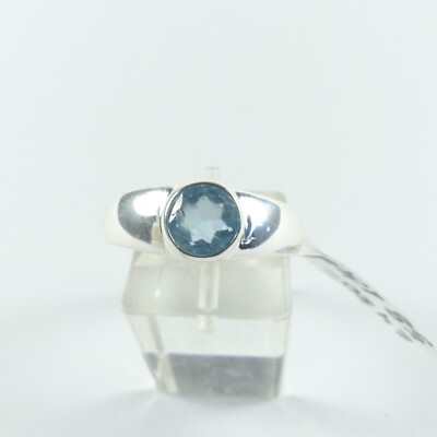 Ring size 58 silver 925 with an aquamarine, facet cut, from Sri Lanka
