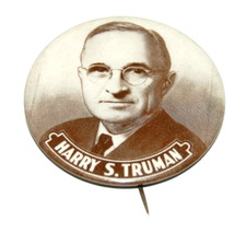 1948 HARRY S. TRUMAN campaign pin pinback button political president election