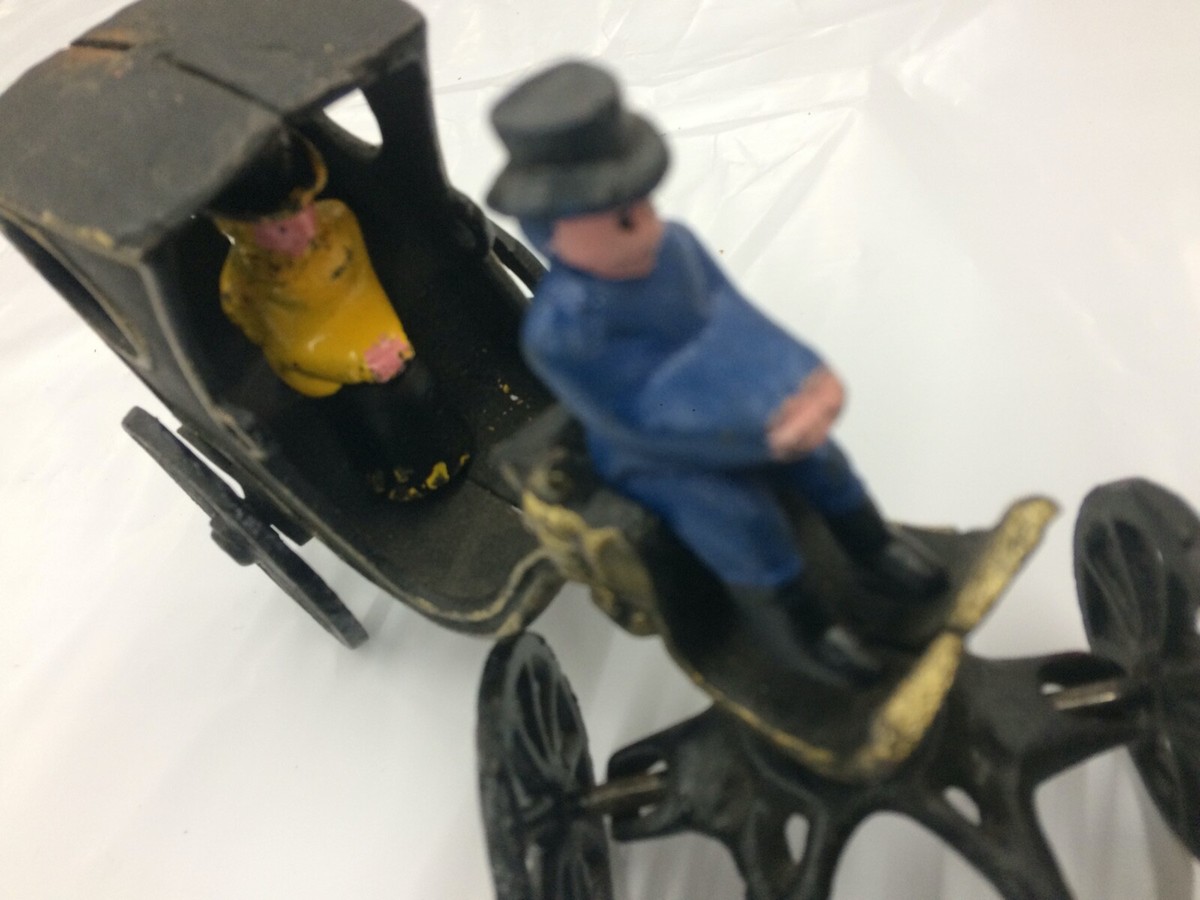 Vintage Cast Iron Horse Drawn Carriage w/ Driver and Passenger | eBay display picture 1