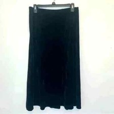 Vintage Y2K Whimsigoth Crushed Velvet Black Maxi Skirt Grunge Witchy Medium