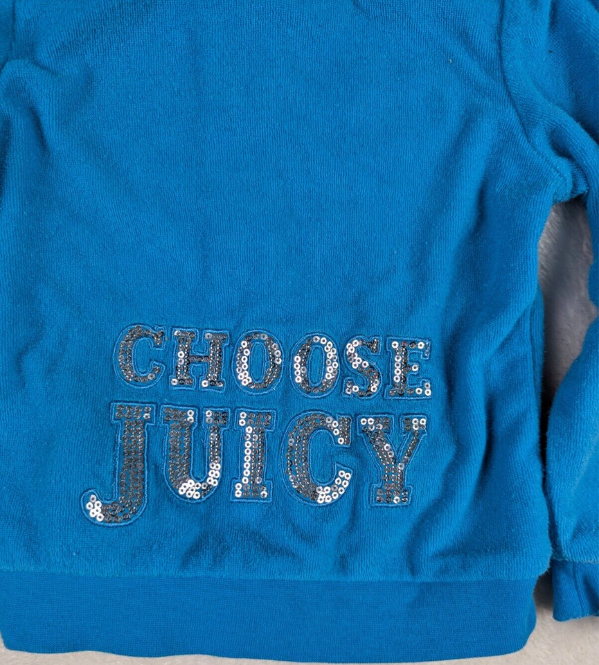 Juicy Couture Toddler Girls Velour Track Suit Jacket 3T Blue Silver