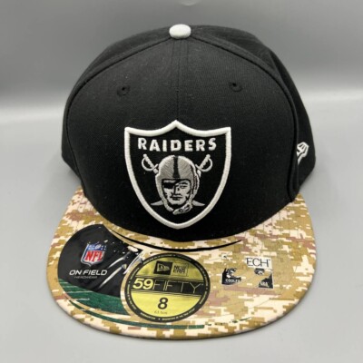 Las Vegas Raiders Hat Men 8 Black Salute to Service 59Fifty New Era Fitted Cap