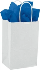 White Paper Shopping 250 Bags Handles 5 ¼” x 3 ¼” x 8 ¾” Retail Merchandise