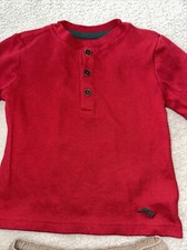 2 PCS Outfits Tommy Bahama Boy Long Sleeve Henley T-Shirt Red XS 4 Khaki Shorts
