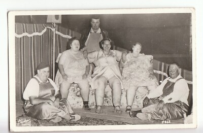 Vintage RPPC Real Photo Postcard CIRCUS FOLKS TENT Costumes Signed BECKY Names!