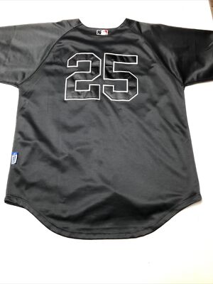 Rare Majestic 2009 New York Yankees Mark Teixeira #25 Black Jersey