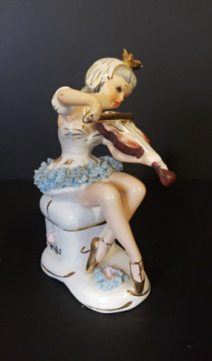Vtg Bradley Exclusives Japan Ballerina Figurine Spaghetti Tutu Playing Violin 