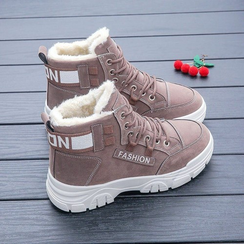 Botas De Nieve Para Mujer Cálidas Impermeables Lazo Gancho Zapatos Felpa  Gamuza | eBay
