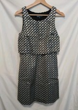 Cynthia Rowley Dress Sz 2 Black Silver Metallic Sleeveless Layered Holiday
