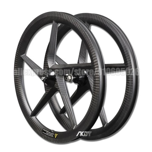 20inch 451 5 Spokes Road Bike Wheelset Carbon Fiber Clincher Bicycle Wheels 28H - 第 6/10 張圖片