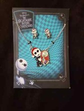 Disney Nightmare Before Christmas Jack Sally Jewelry Set Earrings  Necklace