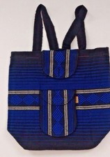 Mexican Woven Backpack Black Blue /w Black Aztec triagles Southwest XL