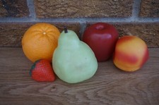 PLAY FOOD Vintage MTC Orange Pear Apple Peach Strawberry 80's Set Lot Realistic