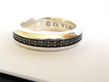 $1250 DAVID YURMAN SS MENS STREAMLINE BLACK DIAMOND RING