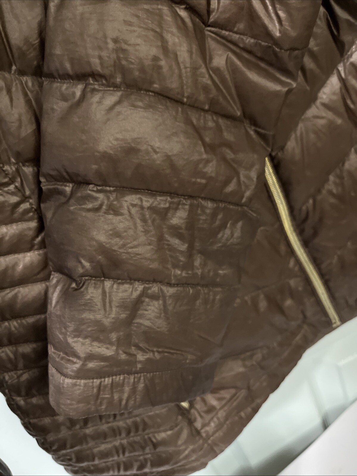 Calvin Klein Packable Lightweight Premium Down Women’s Hooded Jacket Sz. S Brown thumbnail 11