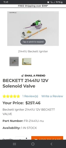 Beckett 21441U 12v Solinoid Vavle