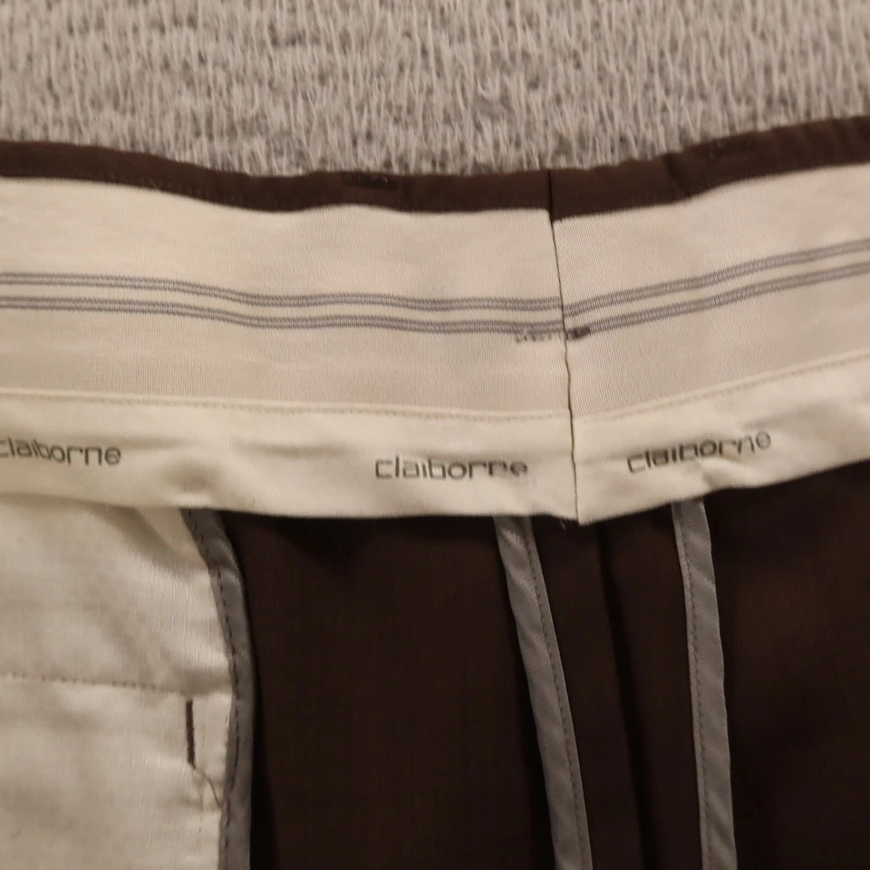 Pantalones De Colección Claiborne Para Hombres 39 Marrón 100% Lana Pantalones de Sarga Peinada 39x25 Foto 4 de 4