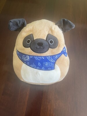 Squishmallow Prince The Pug Kelltytoy Blue Bandana Stuffed Puppy Dog 8''
