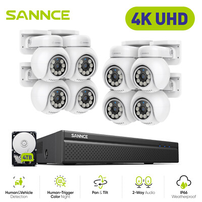 SANNCE 8CH 4K NVR 8MP POE Security Camera System AI Auto Tracking Two Way Audio