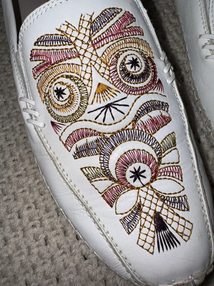 Mocasín vintage boho chic pikolinos azteca bordado cuero blanco 40 9 Foto 4 de 4
