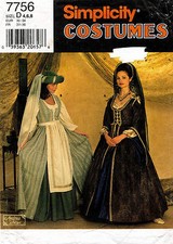 Simplicity Misses' Renaissance Costume Pattern 7756 Size 4-6 UNCUT
