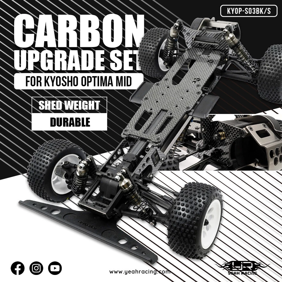 Yeah Racing KYOP-S03BK/S Carbon Set for Kyosho Optima Pro - Image 4 of 4