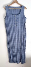 Vintage Guess Shift Midi Dress Blue And Cream Plaid Size Small EUC