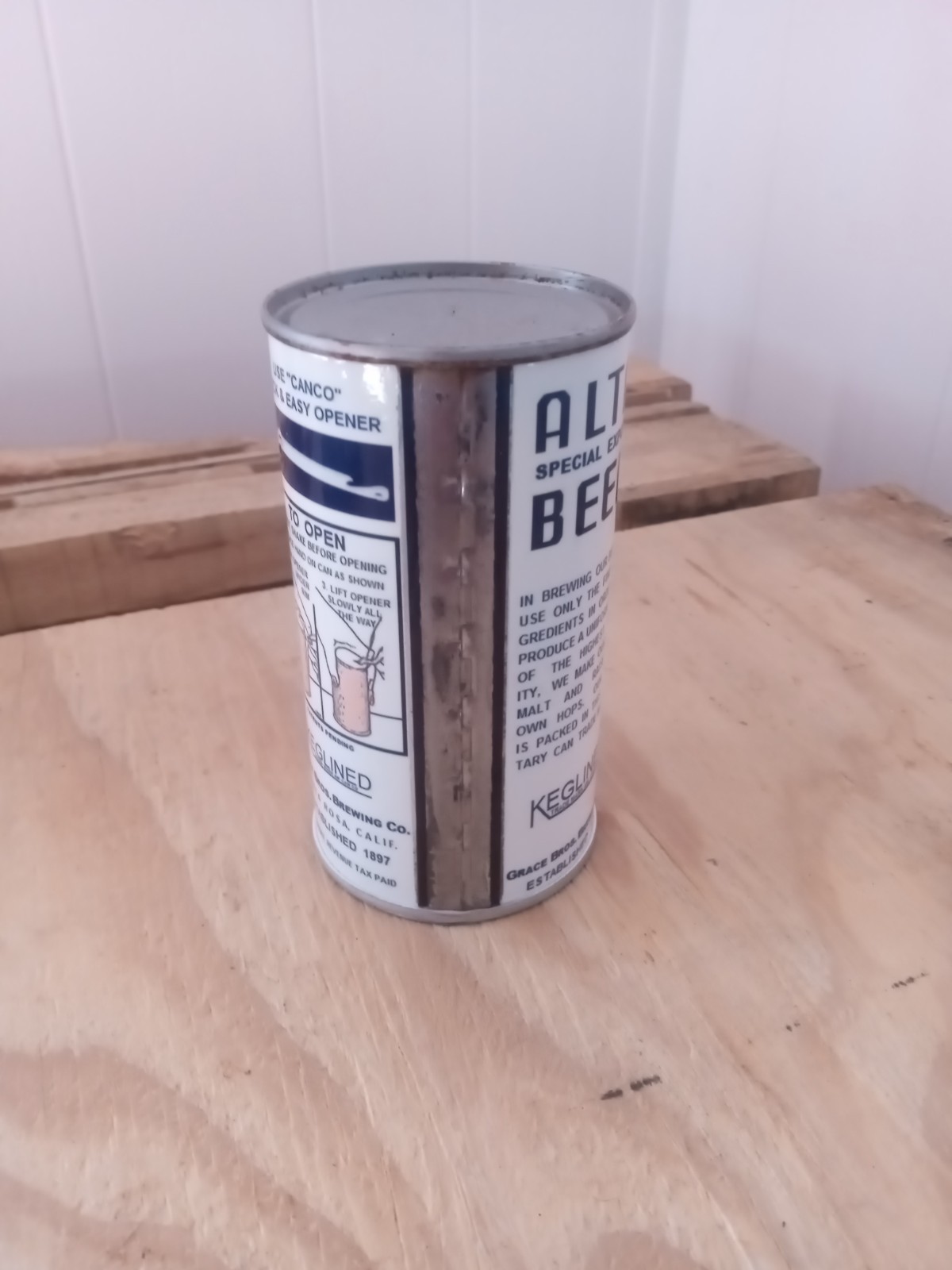 Alta Special Export REPLICA/NOVELTY Flat Top beer Grace Bros Brewing Santa Rosa