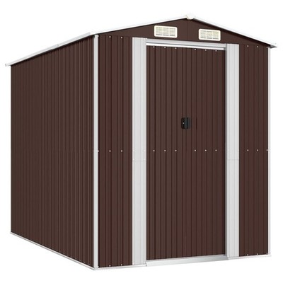 Galvanized Steel Garden Shed - Dark Brown Outdoor Storage Solution vidaXL