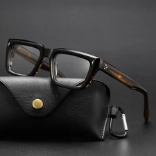 Vintage Square Reading Glasses Acetate Retro Fashion Mens Full Rim 150 175 250