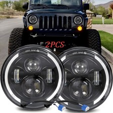 Pair Dot 7 Inch Round Led Headlights Hi-lo Beam For Jeep Wrangler Jk Tj Cj Lj