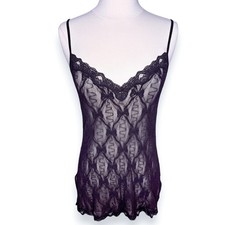 Victoria's Secret Y2K Black Sheer Mesh Lace Chemise Lingerie Size Medium