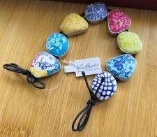 Viva Beads Handmade Stretch Polymer Clay Beads Silver Tone disc Bracelet NWT