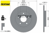 2X Bremsscheibe Textar 92181005 2 Bremsscheiben Hinterachse Hinten