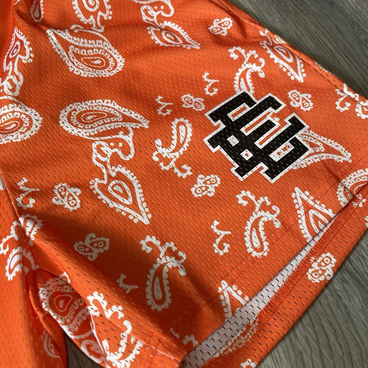 ericemanuel Mサイズ Eric Emanuel Paisley Orange Mesh Basketball Shorts Drawstring Logo