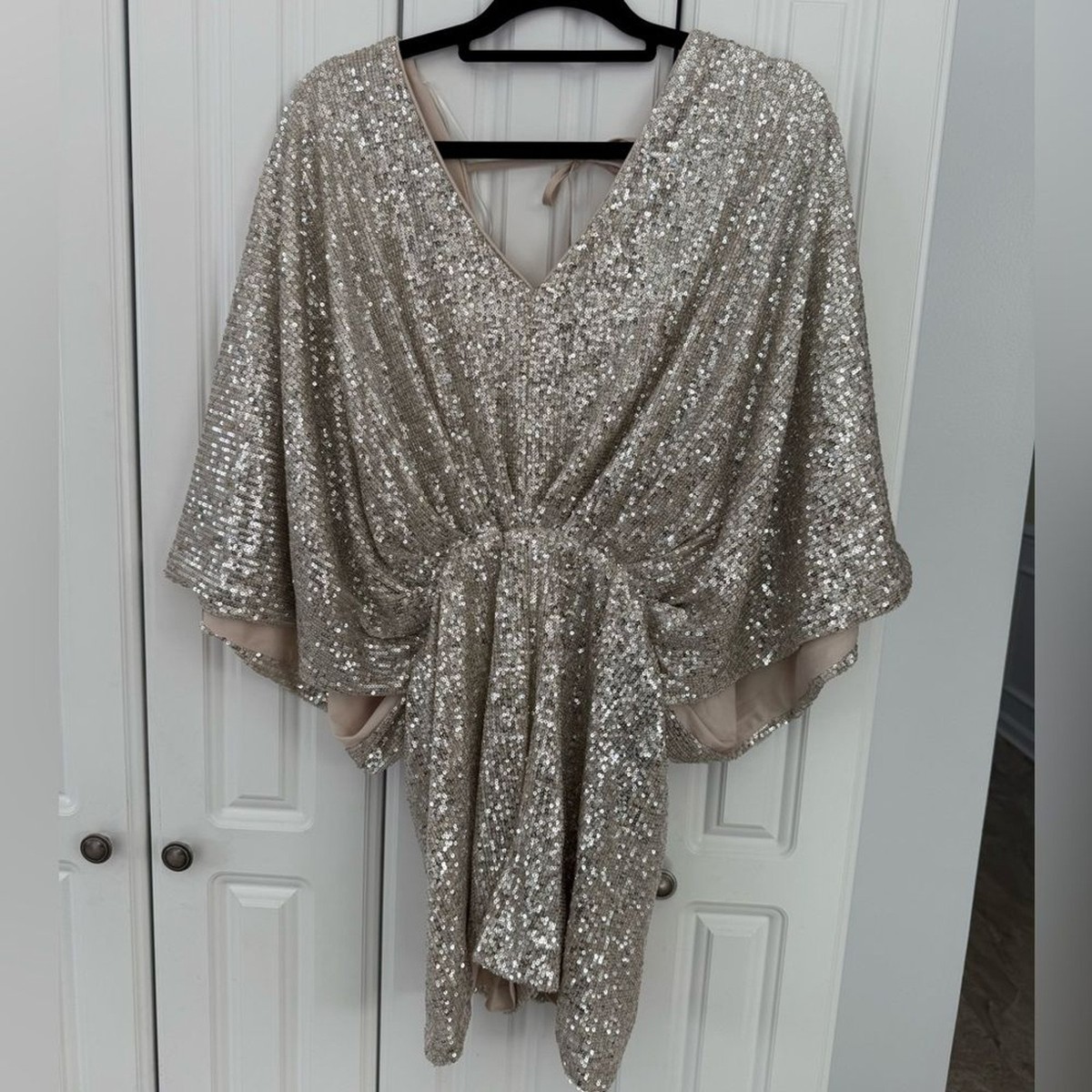 Sequined Romper AAKAA Size M Kimono Sleeves Gold | eBay