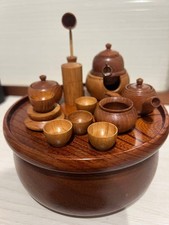 Wooden Miniature Tea Ceremony Set in Box - Traditional Japanese Craft, Used