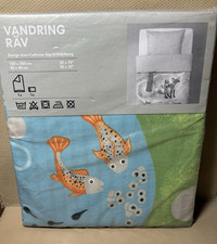 Set copripiumino singolo Ikea Vandring Rav animali del bosco volpe 150x200 cm NUOVO