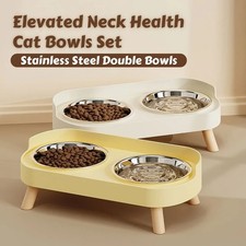 Dopamine Colorful Elevated Pet Feeder: Stainless Steel Bowls with Neck Support