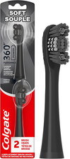 360 Battery Powered Replacement Toothbrush Heads, Black, 2 Pack