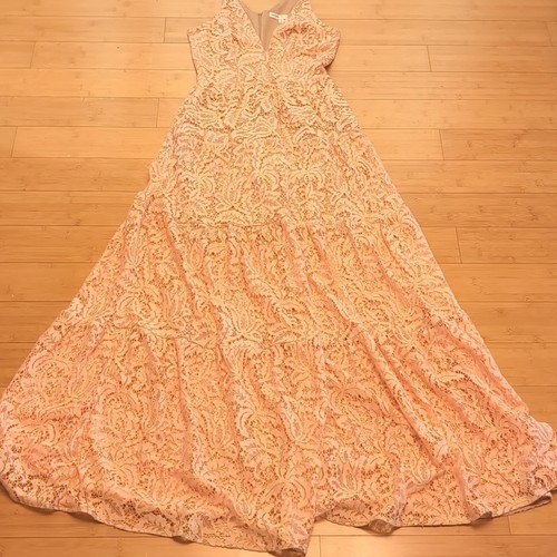 Kleid The Population Melina Spitzen Maxikleid Gr. Small ärmellos V-Ausschnitt rosa - Bild 10 von 12